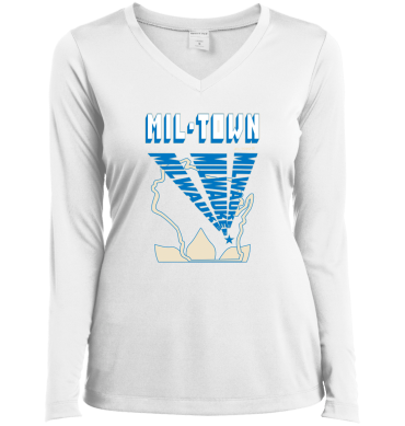 MIL-TOWN Milwaukee Wisconsin Text Rays 03- Women’s T-Shirts Long Sleeve Vneck