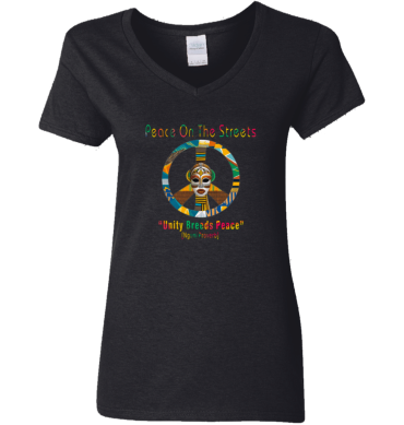 Peace Symbol -  Unity Breeds Peace Ladies' V-Neck T-Shirt