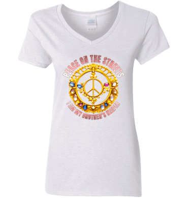 Peace Symbol -  I'm My Brother's Keeper Ladies V-Neck T-Shirt