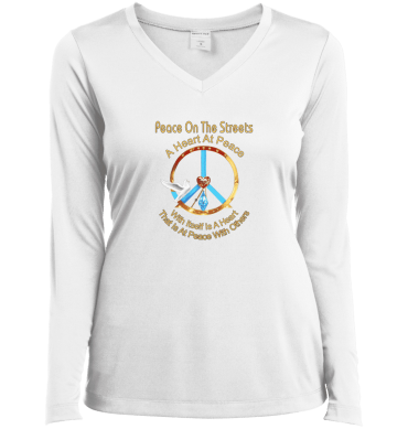 Peace Heart -  A Heart At Peace Ladies’ Long Sleeve Performance V-Neck Tee