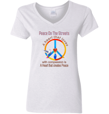 Peace Heart -  A Heart That Loves Ladies' V-Neck T-Shirt