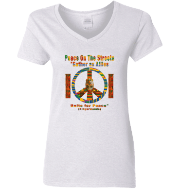 Peace Symbol -  Gather As Allies Ladies'  V-Neck T-Shirt