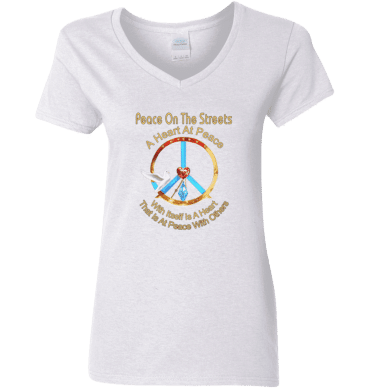 Peace Heart -  A Heart At Peace Ladies' V-Neck T-Shirt