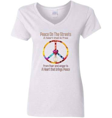 Peace Heart -  A Heart That Is Free Ladies' V-Neck T-Shirt