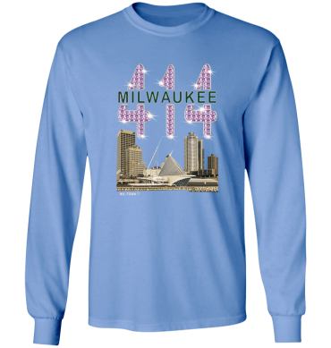 414 Milwaukee Skyline T-Shirt w/Diamond Effects Men Long Sleeve