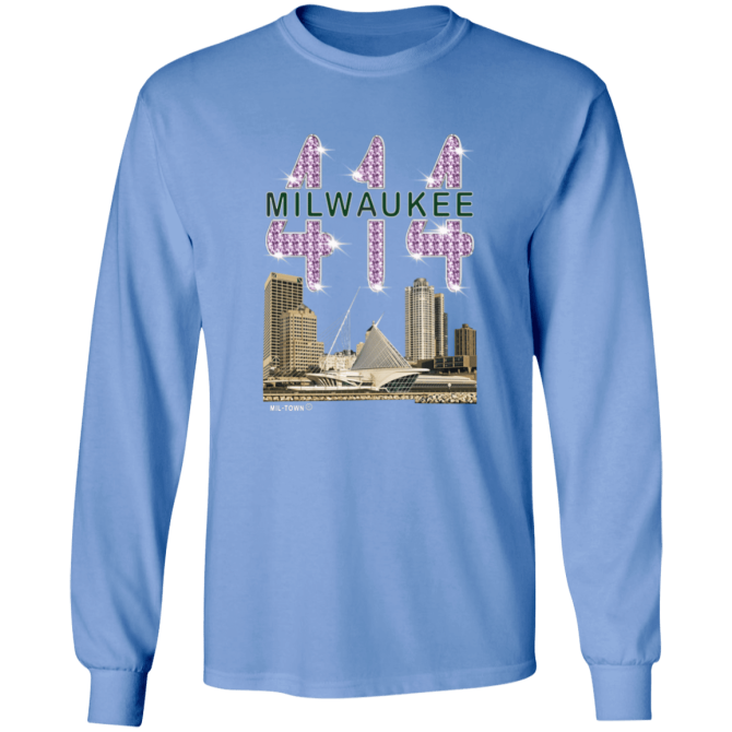 414 Milwaukee Skyline T-Shirt w/Diamond Effects Men Long Sleeve