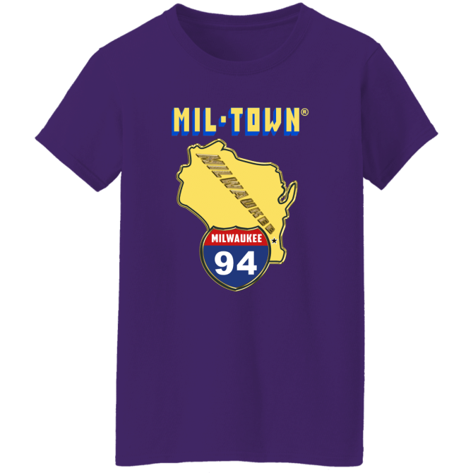 Milwaukee Wisconsin Women T-Shirt Purple Wisconsin I43 State Map