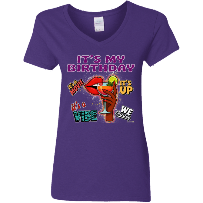 It's My Birthday Female Design - Ladies'  V-Neck - Image 4