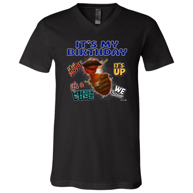 It's My Birthday Male Design - Unisex SS V-Neck T-Shirt - Image 2