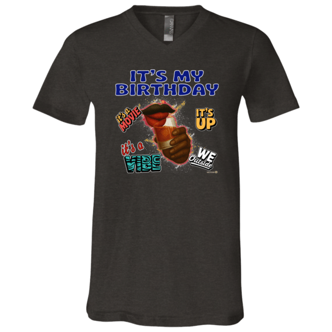 It's My Birthday Male Design - Unisex SS V-Neck T-Shirt - Image 4