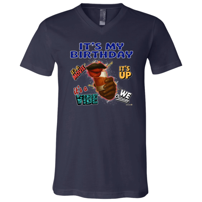 It's My Birthday Male Design - Unisex SS V-Neck T-Shirt - Image 5