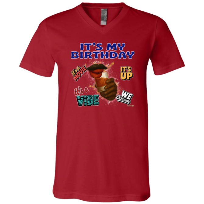It's My Birthday Male Design - Unisex SS V-Neck T-Shirt - Image 3