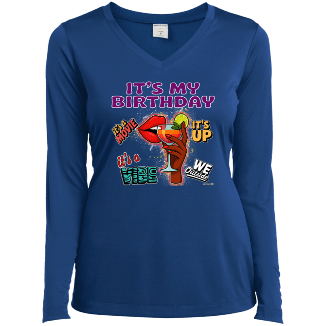 It's My Birthday Female Design - Ladies LS V-Neck - Image 7