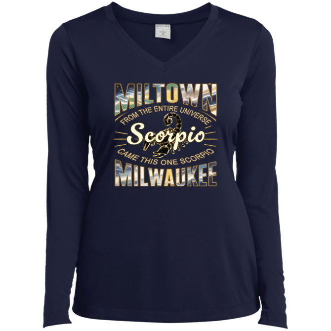 Scorpio Miltown Universe - Ladies LgSl V-Neck - Image 3