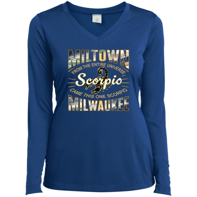 Scorpio Miltown Universe - Ladies LgSl V-Neck - Image 6