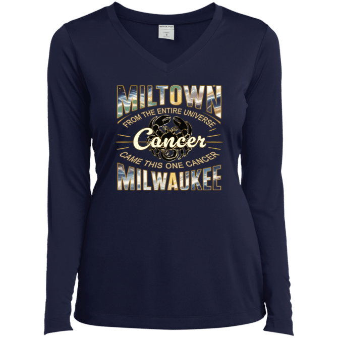 Cancer Miltown Universe - Ladies LgSl V-Neck - Image 3