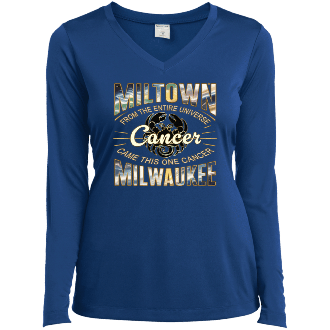 Cancer Miltown Universe - Ladies LgSl V-Neck - Image 6