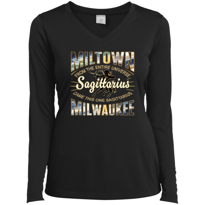 Sagittarius Miltown Universe - Ladies LgSl V-Neck - Image 2