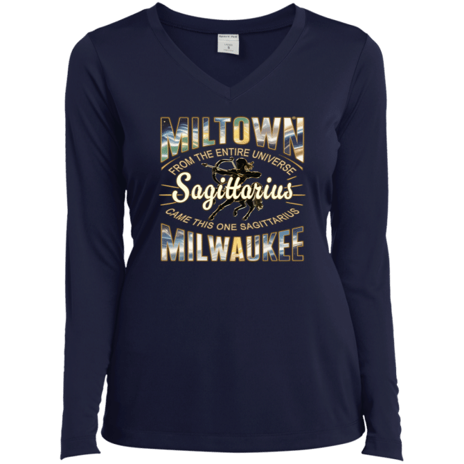 Sagittarius Miltown Universe - Ladies LgSl V-Neck - Image 3