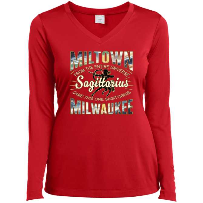 Sagittarius Miltown Universe - Ladies LgSl V-Neck - Image 4