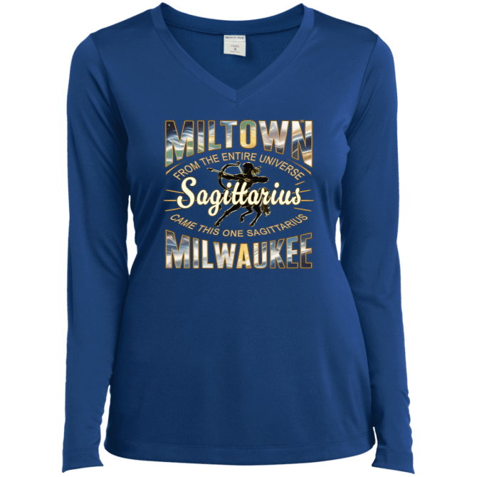 Sagittarius Miltown Universe - Ladies LgSl V-Neck - Image 6