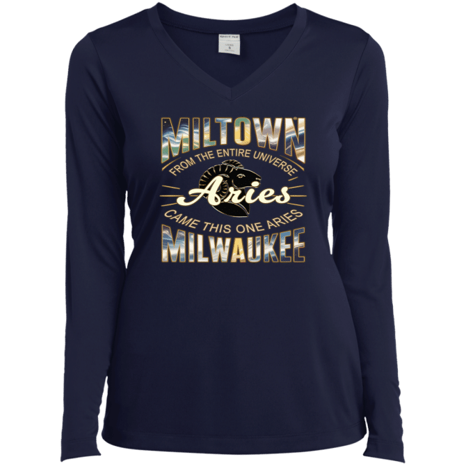 Aries Miltown Universe - Ladies LgSl V-Neck - Image 3
