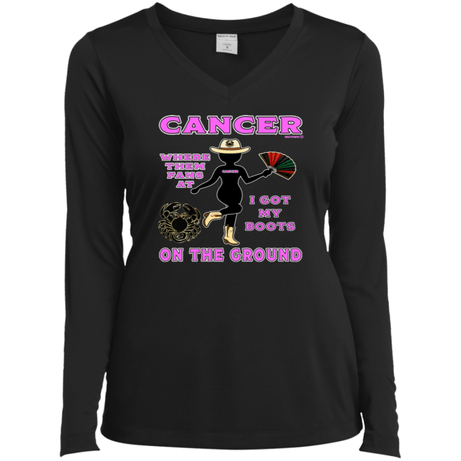 Cancer Boots On The Ground - Ladies LgSl V-Neck - Image 2