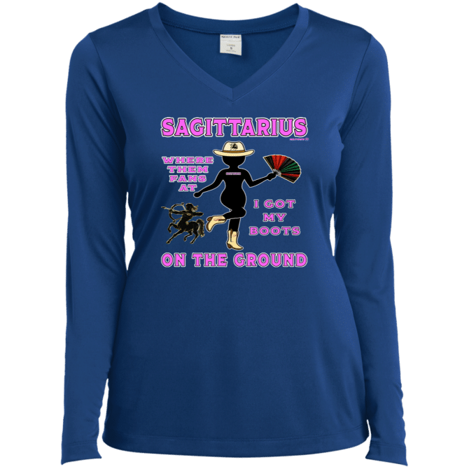 Sagittarius Boots On The Ground - Ladies LgSl V-Neck - Image 6