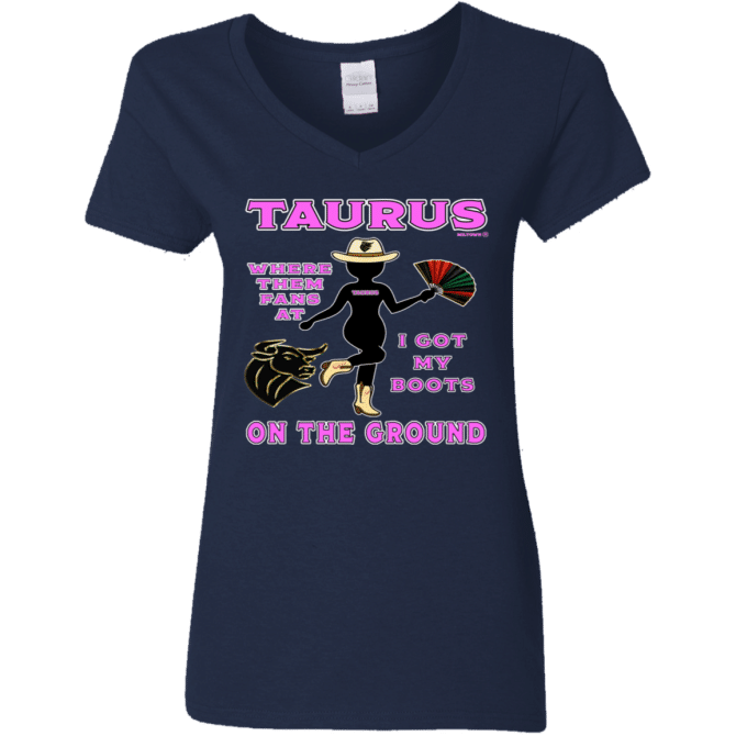 Taurus Boots On The Ground - Ladies'  V-Neck - Image 3