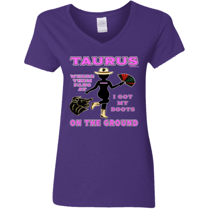 Taurus Boots On The Ground - Ladies'  V-Neck - Image 4
