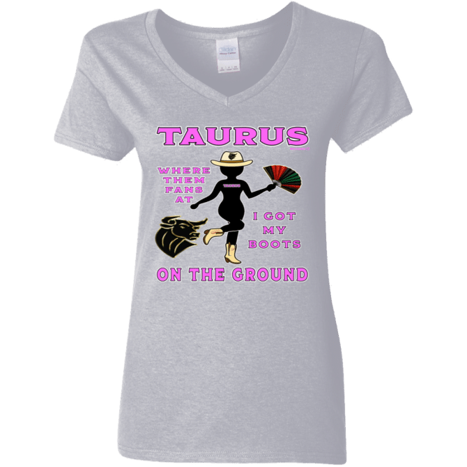 Taurus Boots On The Ground - Ladies'  V-Neck - Image 7