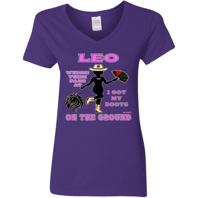 Leo Boots On The Ground - Ladies'  V-Neck - Image 4