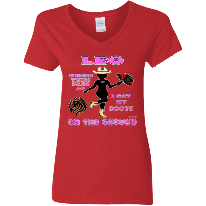 Leo Boots On The Ground - Ladies'  V-Neck - Image 5