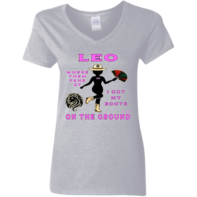 Leo Boots On The Ground - Ladies'  V-Neck - Image 7