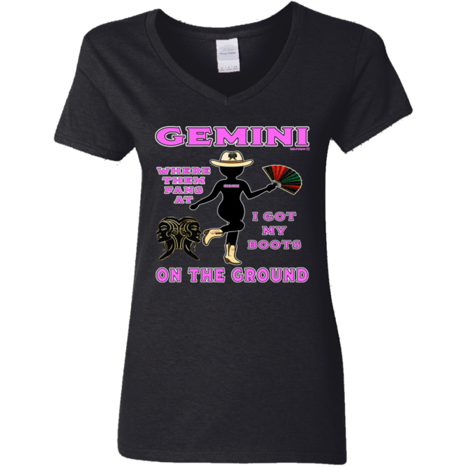 Gemini Boots On The Ground - Ladies'  V-Neck - Image 2