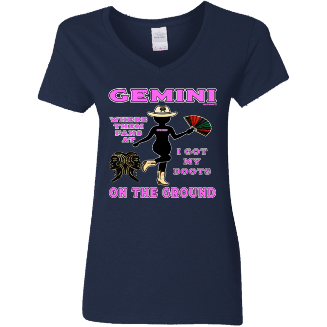 Gemini Boots On The Ground - Ladies'  V-Neck - Image 3