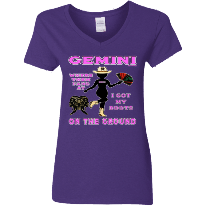 Gemini Boots On The Ground - Ladies'  V-Neck - Image 4