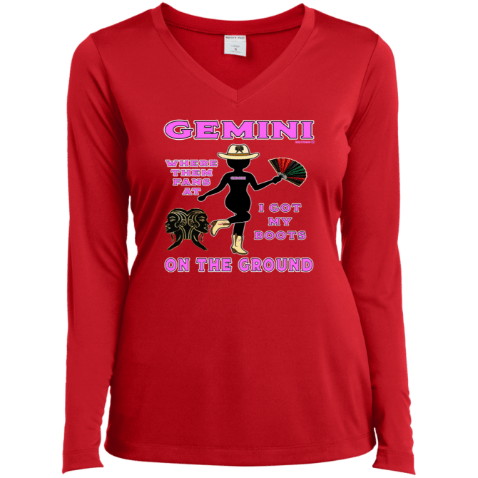 Gemini Boots On The Ground - Ladies LgSl V-Neck - Image 4