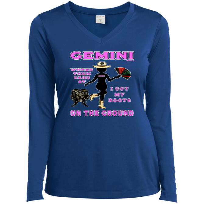 Gemini Boots On The Ground - Ladies LgSl V-Neck - Image 6