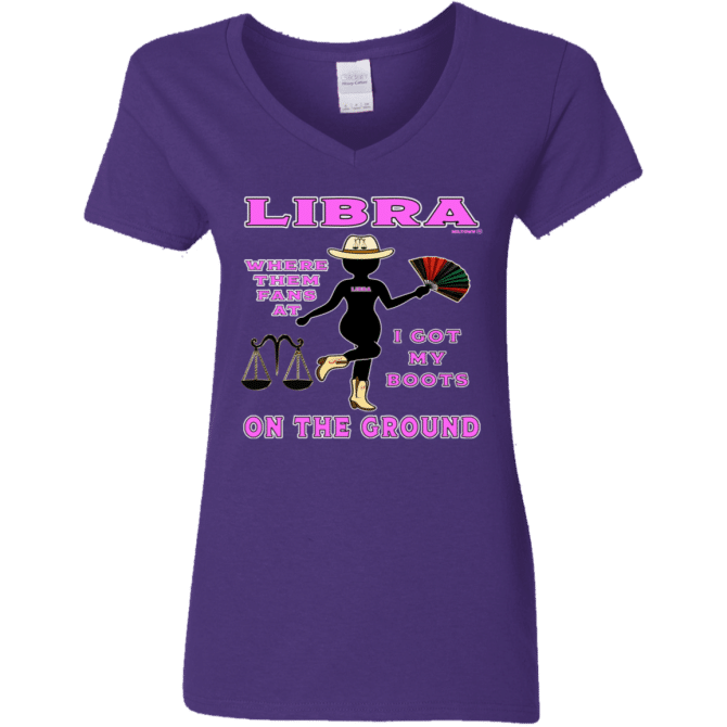 Libra Boots On The Ground - Ladies'  V-Neck - Image 4