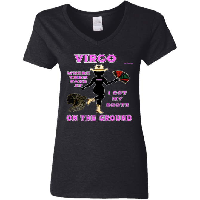Virgo Boots On The Ground - Ladies'  V-Neck - Image 2