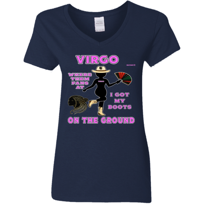 Virgo Boots On The Ground - Ladies'  V-Neck - Image 3