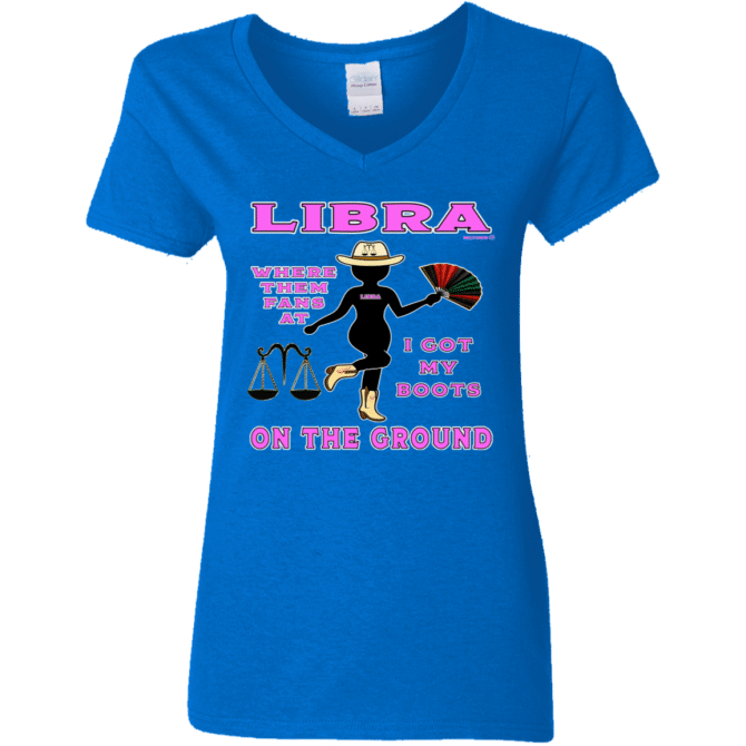 Libra Boots On The Ground - Ladies'  V-Neck - Image 6