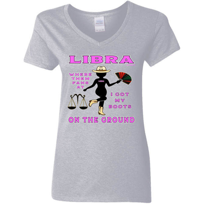 Libra Boots On The Ground - Ladies'  V-Neck - Image 7