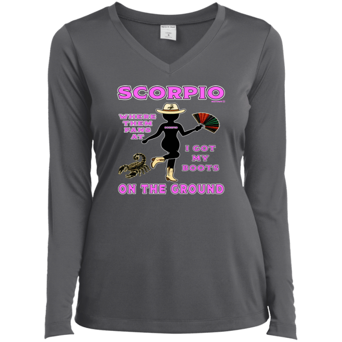 Scorpio Boots On The Ground - Ladies LgSl V-Neck - Image 5