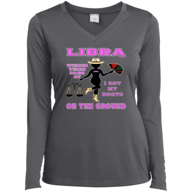 Libra Boots On The Ground - Ladies LgSl V-Neck - Image 5