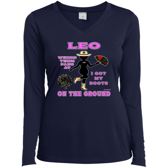 Leo Boots On The Ground - Ladies LgSl V-Neck - Image 3