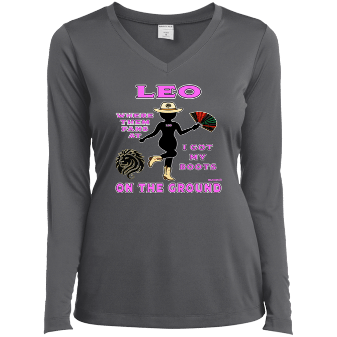 Leo Boots On The Ground - Ladies LgSl V-Neck - Image 5