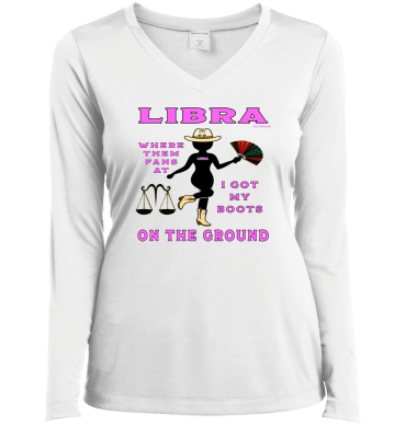 Libra Boots On The Ground - Ladies LgSl V-Neck