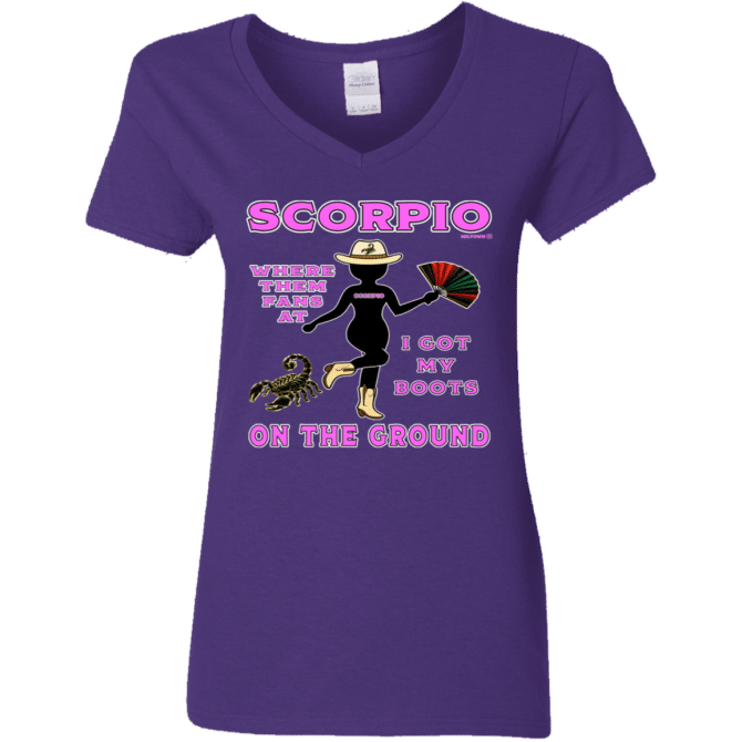 Scorpio Boots On The Ground - Ladies'  V-Neck - Image 4